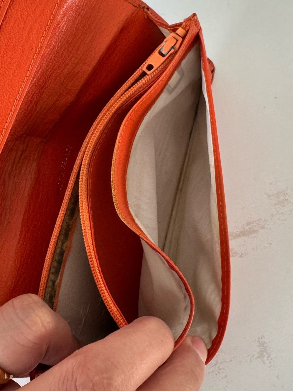 CHANEL Orange Leather Long Bifold CC Wallet with Gold Logo - Picture 11 of 14